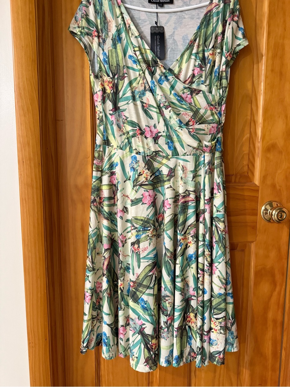 Floral Green Wrap Midi Dress